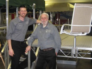 Custom Portable Docks & Lifts owners Pat and Nick in showroom 