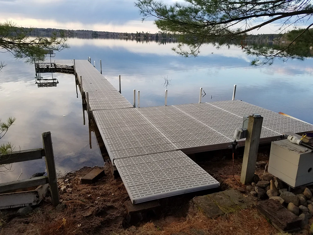 custom sectional dock on a beautiful lake