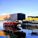 vertical wake board boat lift on Cranberry Lake Minong, WI